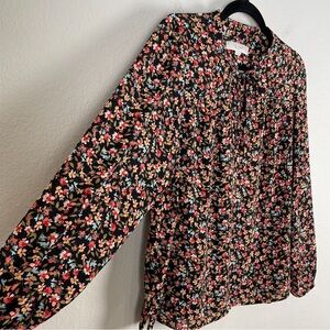 LOFT Floral Tie Blouse